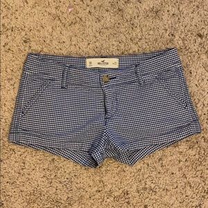 Blue checkered  short shorts, by Hollister